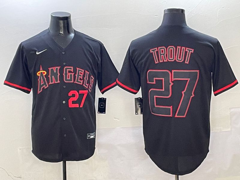 Men Los Angeles Angels #27 Trout Black Game 2025 Nike MLB Jersey style 5->detroit tigers->MLB Jersey